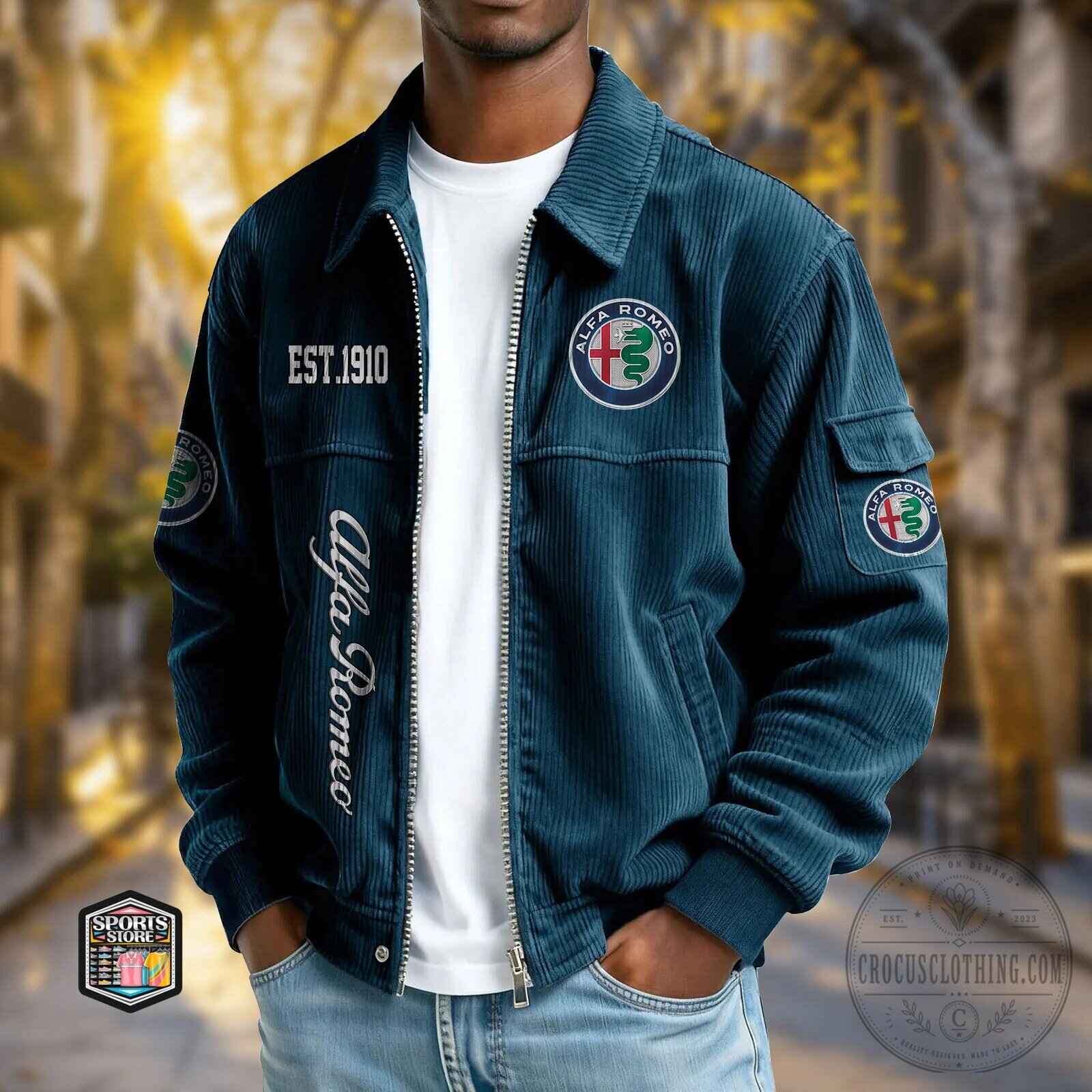 Alfa Romeo Established 1910 Corduroy Bomber Jacket