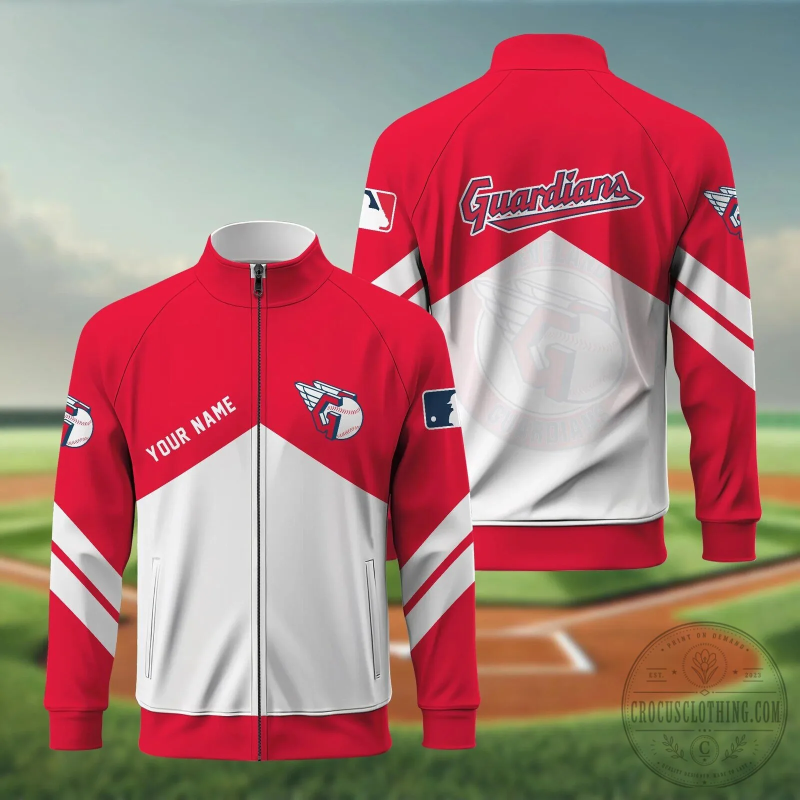 Cleveland Guardians Baseball Team Personalized Name Full-Zip Jacket